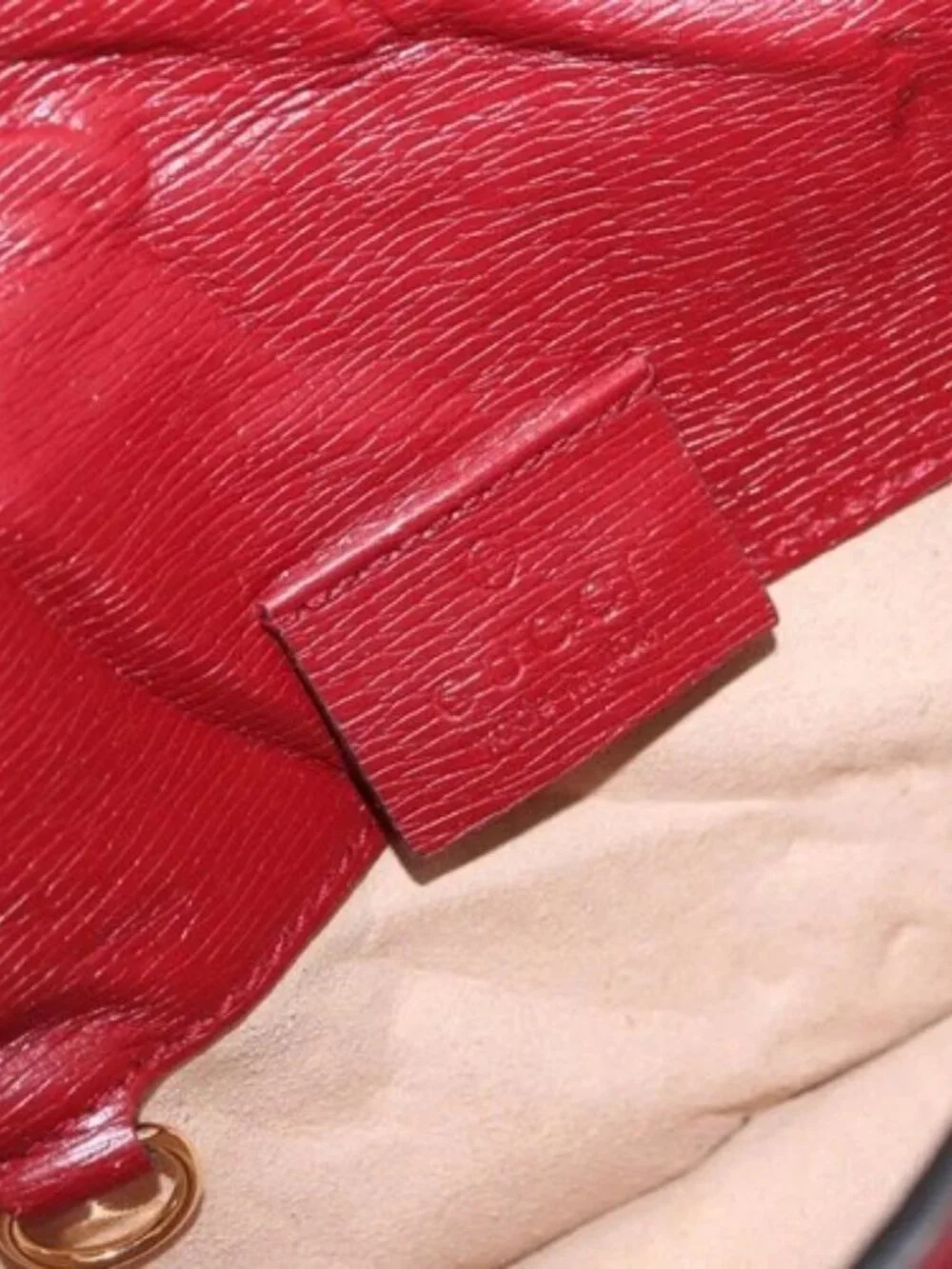 GUCCI GG Canvas Sylvie Sherry Line Chain Bag Leather Red 494646 Auth BAZ806A